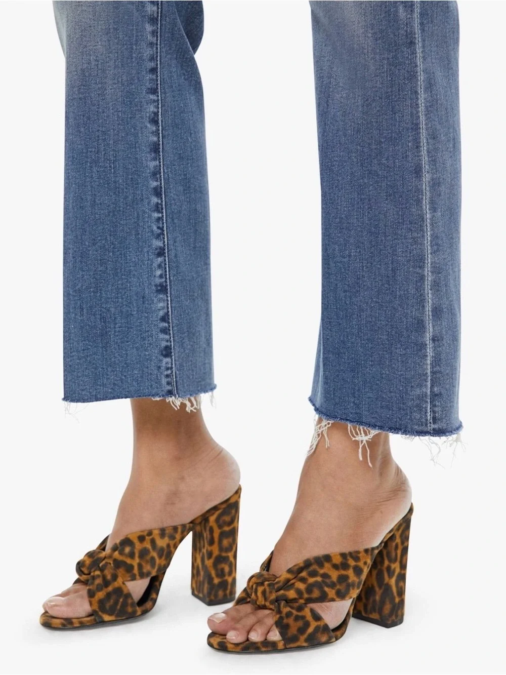Mother Lil Hustler Ankle Fray Petite Healing Jar Medium Wash High-Rise Jeans